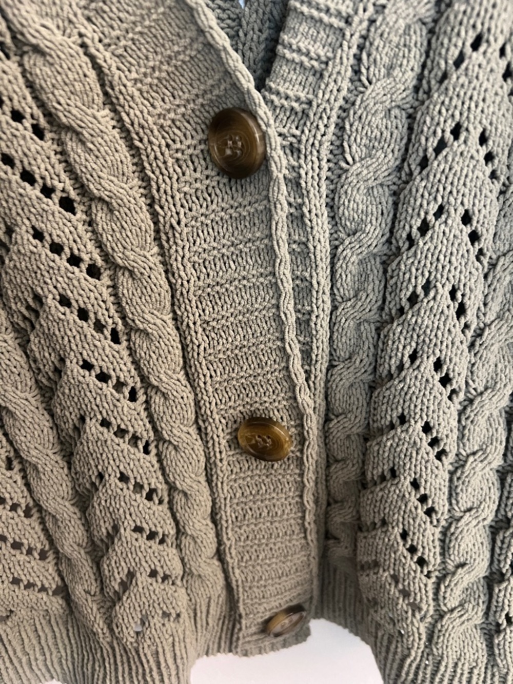 Francescas Mi ami Olive Green Knit Cardigan Sweater Size L